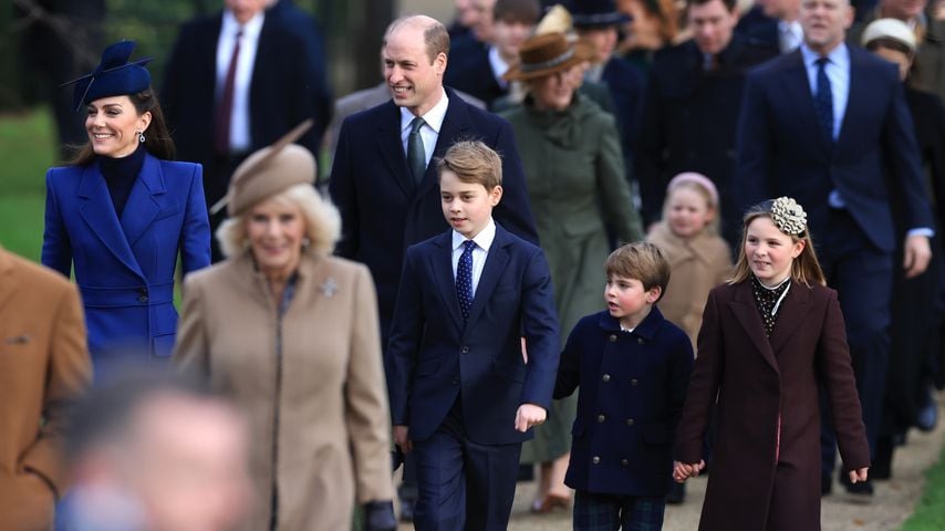 Prinzessin Kate und Prinz William mit George, Louis und Mia Tindall an Weihnachten 2023