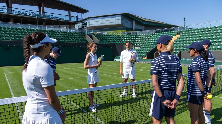 Prinzessin Kate und Roger Federer mit Teenagern in Wimbledon im Juni 2023