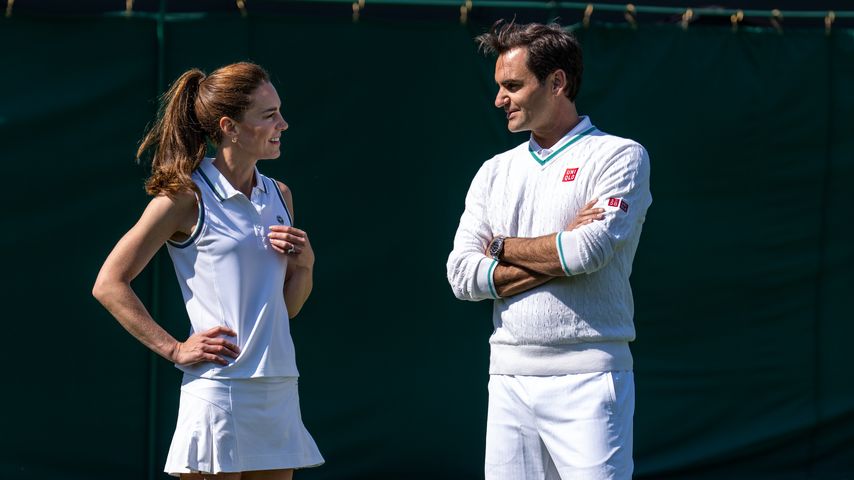 Prinzessin Kate und Roger Federer in Wimbledon im Juni 2023