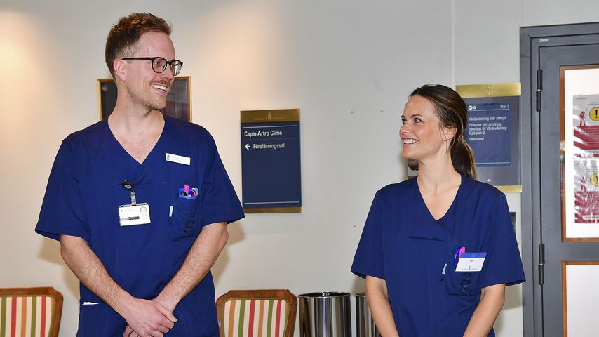 Prinzessin Sofia von Schweden mit ihrem Kollegen, April 2020