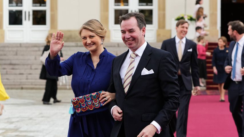 Prinzessin Stéphanie von Luxemburg und ihr Ehemann Guillaume im April 2023
