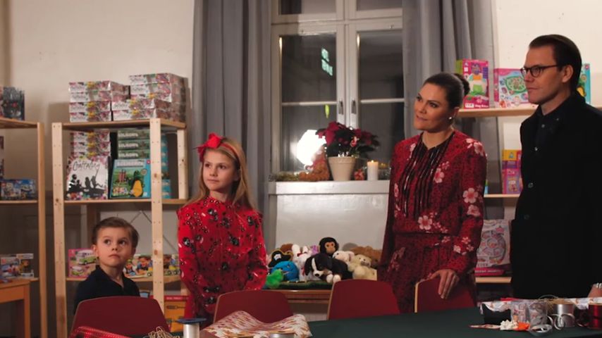 Prinzessin Victoria von Schweden mit ihrem Mann Daniel und ihren Kindern Estelle und Oscar, 2020
