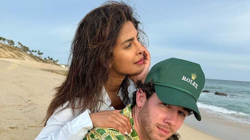 Priyanka Chopra mit ihrem Mann Nick Jonas und ihrer Tochter Malti
