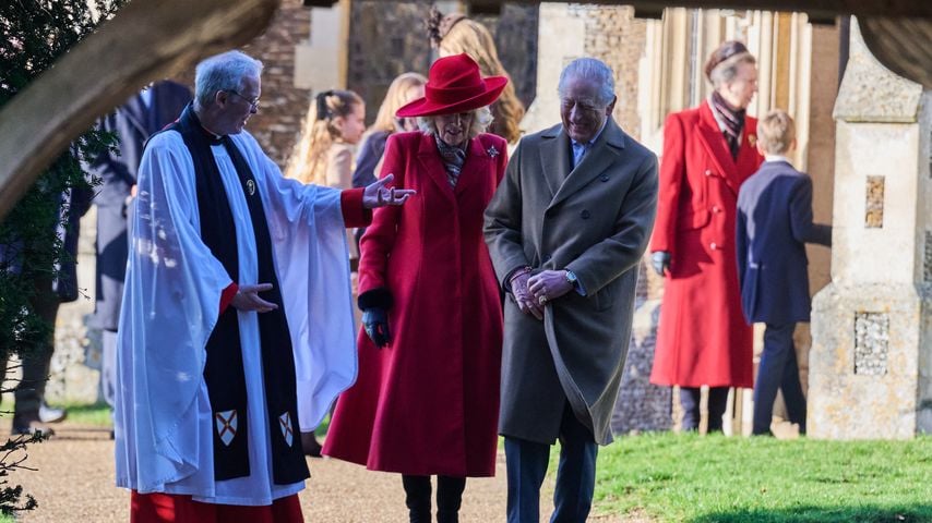 Königin Camilla, König Charles und Prinzessin Anne, 25. Dezember 2025