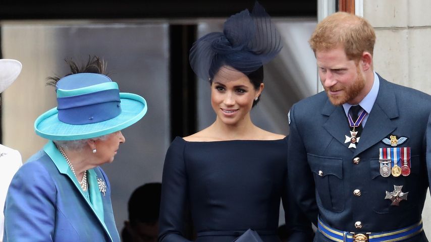 Queen Elizabeth II., Herzogin Meghan und Prinz Harry, Juli 2018