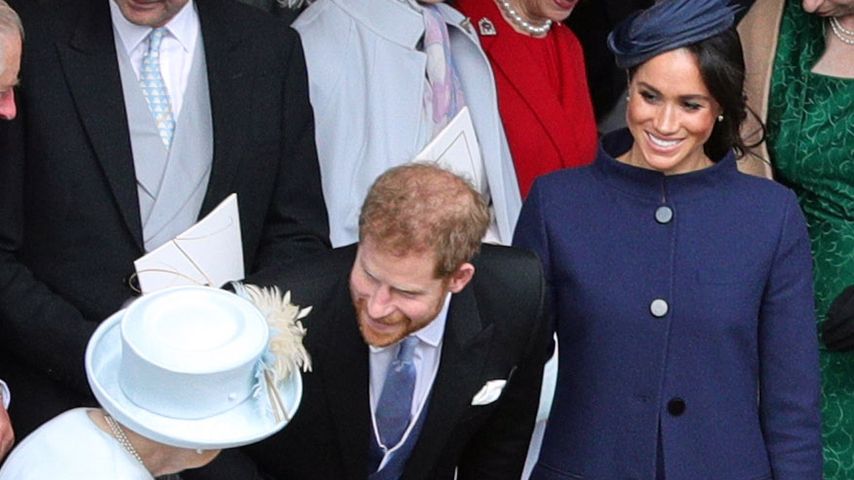 Queen Elizabeth II., Prinz Harry und Herzogin Meghan im Oktober 2018