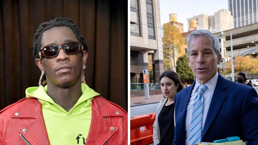 Collage: Young Thug im Februar 2019 und sein Anwalt Brian Steel im YSL-RICO-Prozess