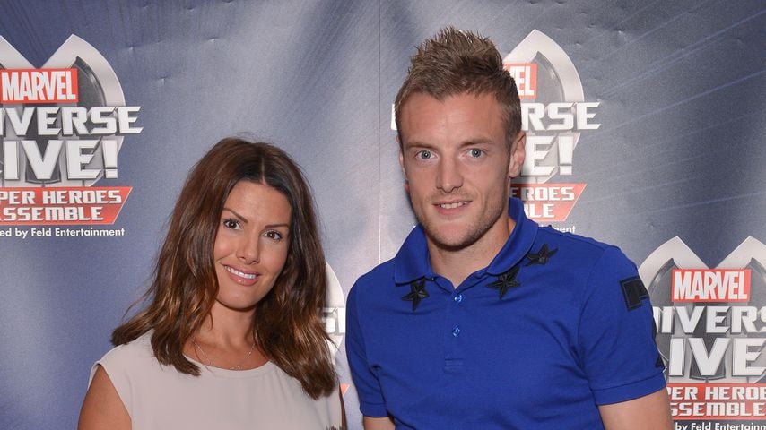 Rebekah und Jamie Vardy mit ihrem Sohn bei der Marvel Universe LIVE! VIP Party 2016