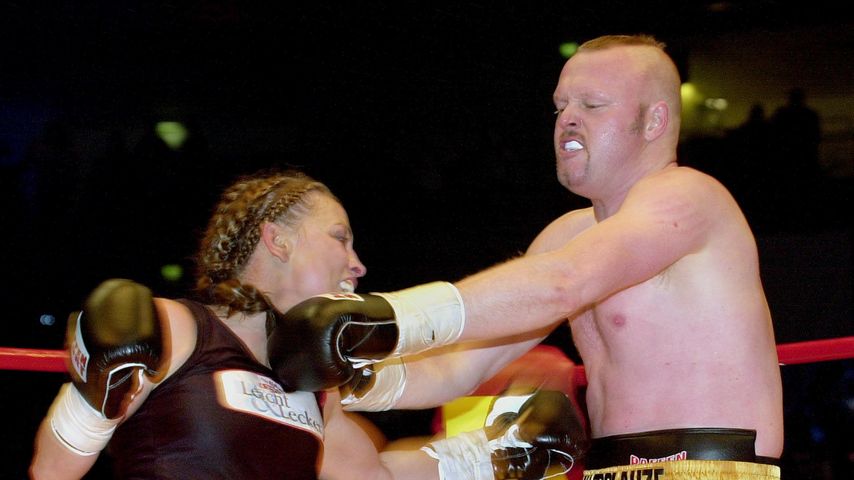 Regina Halmich und Stefan Raab im März 2007 in Köln