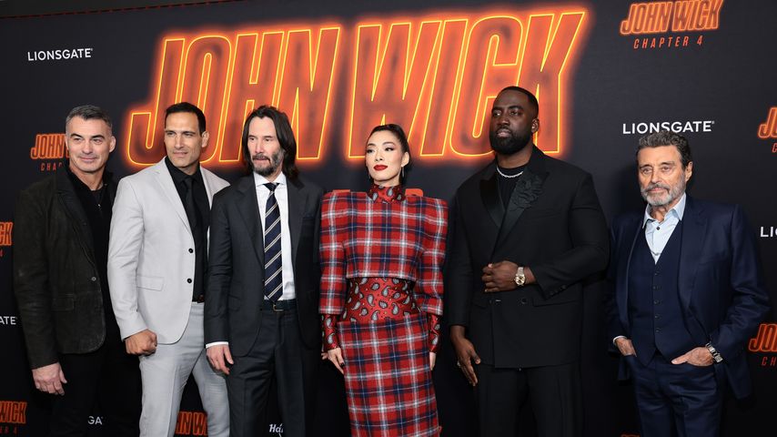 Regisseur Chad Stahelski (links) und der Cast bei der Premiere von "John Wick 4" in New York, 2023