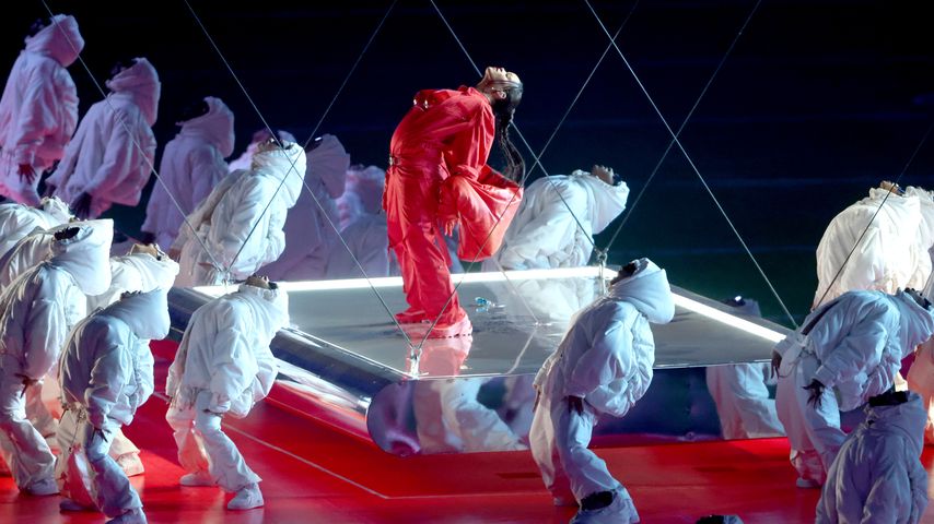 Rihanna während der Super Bowl Halftime Show, Februar 2023