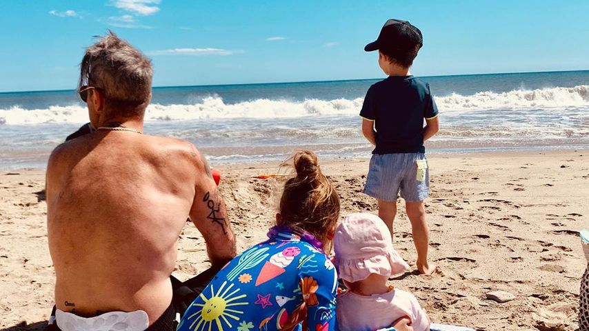 Robbie Williams mit seinen Kindern, 2019