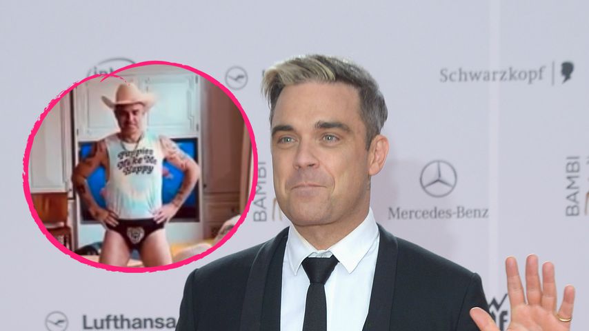 In Tiger-Slip: Robbie Williams tanzt durch die Wohnung