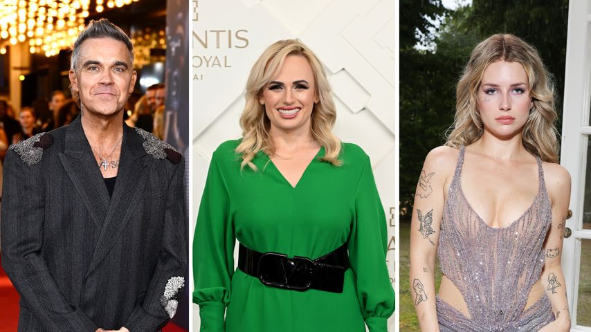 Collage: Robbie Williams, Rebel Wilson und Lottie Moss