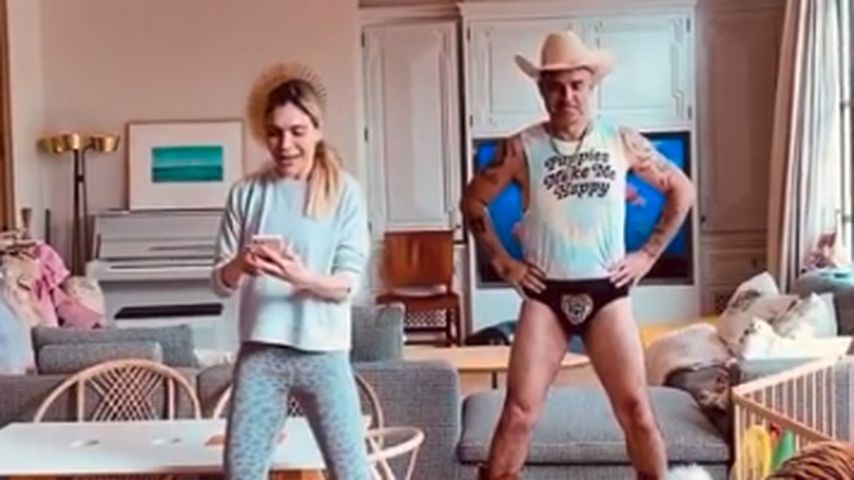 Robbie Williams und seine Frau Ayda im April 2020
