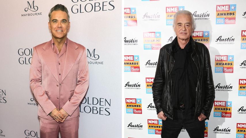 Collage: Robbie Williams und Jimmy Page