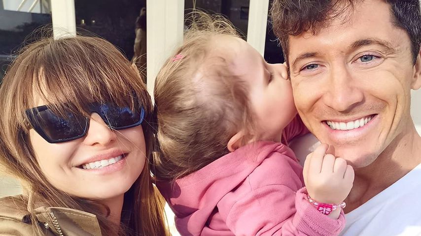 Robert Lewandowski mit seiner Frau Anna und seiner Tochter Klara