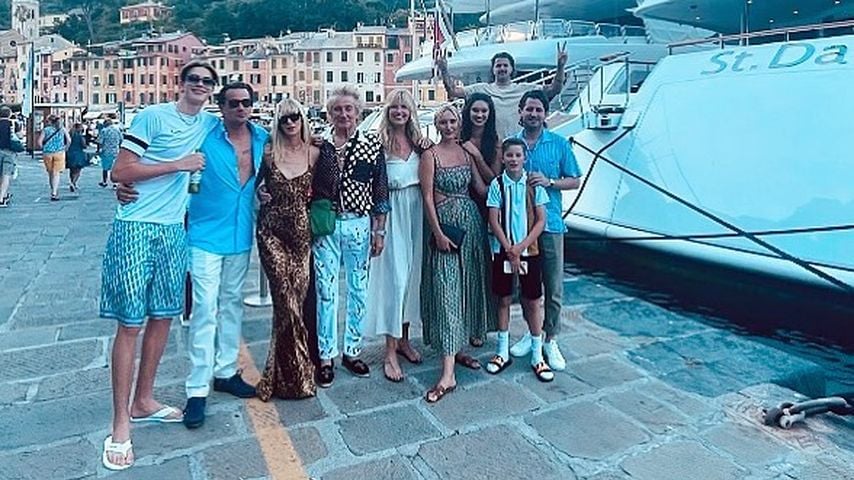 Familienglück: Rod Stewart mit sieben seiner Kids im Urlaub