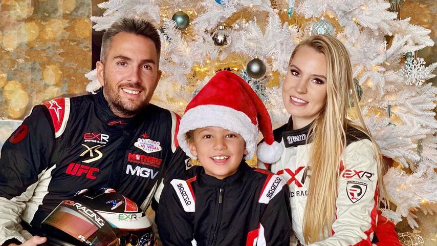 Romain Thievin mit Sohn Matis und Partnerin Doreen Seidel an Weihnachten 2020