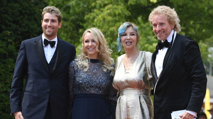 Roman Gottschalk und seine Frau Melissa mit Thea und Thomas Gottschalk, Juli 2018