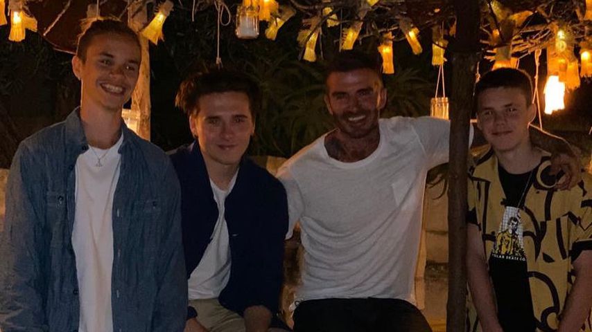 Romeo, Brooklyn, David und Cruz Beckham im August 2020