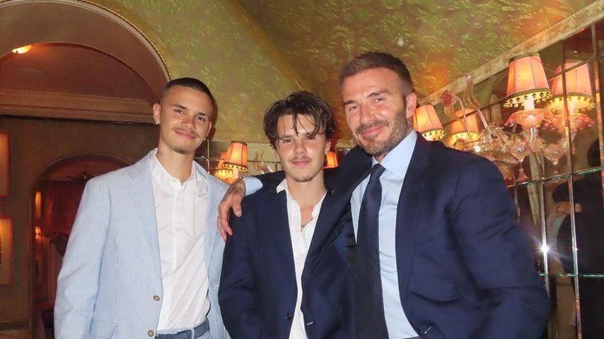 Romeo, Cruz und David Beckham im Juli 2023