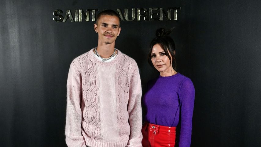 Romeo und Victoria Beckham bei der Paris Fashion Week, März 2022