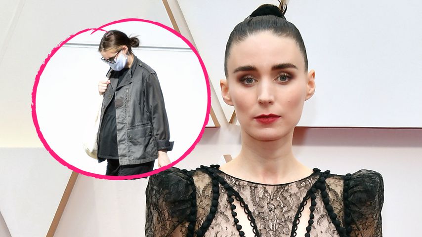 Hier geht Rooney Mara mit ihrem runden Babybauch spazieren!