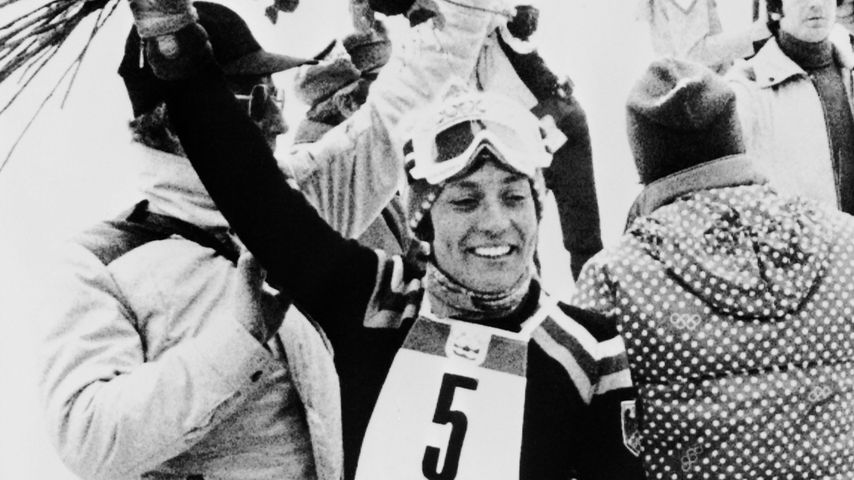 Rosi Mittermaier bei den Olympischen Winterspielen in Innsbruck, 1976