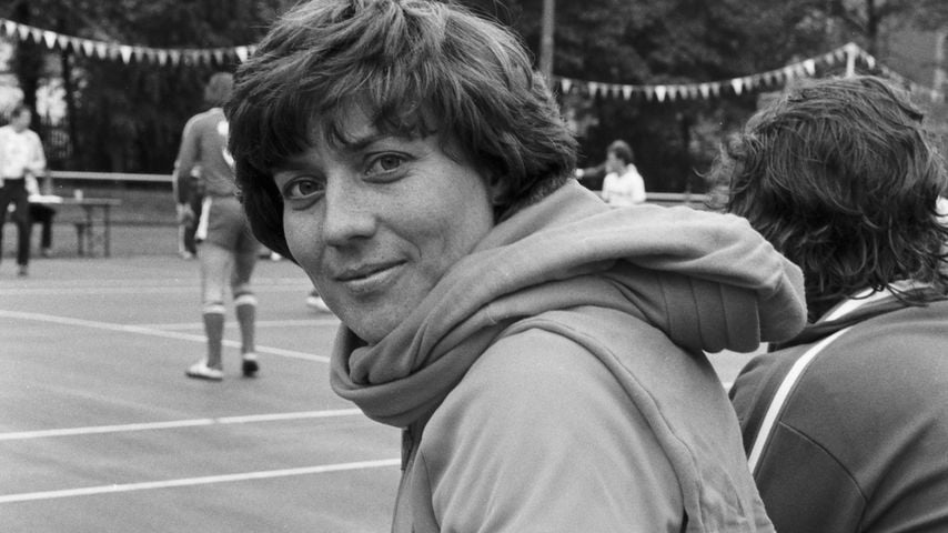 Rosi Mittermaier bei einem Jogginglauf im Jahr 1980