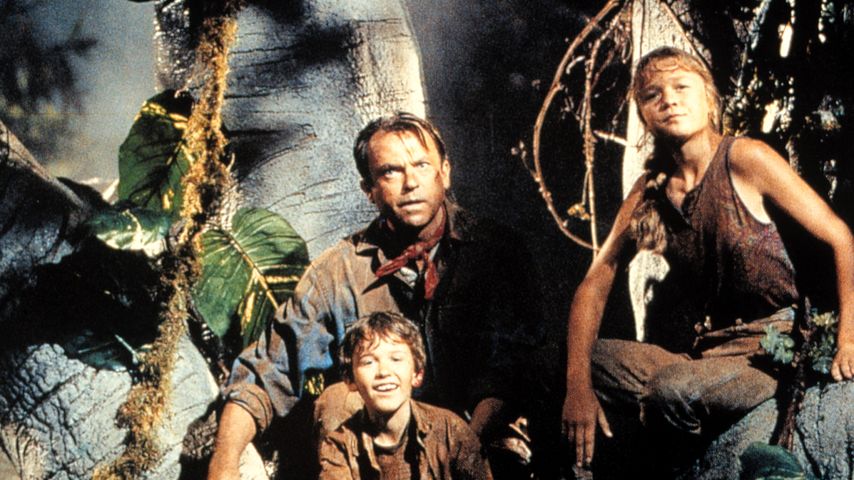 Sam Neill, Ariana Richards und Joseph Mazzello in "Jurassic Park", 1993