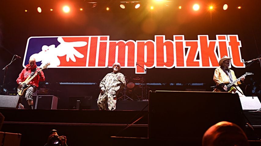 Sam Rivers, Fred Durst und Wes Borland von Limp Bizkit, Juni 2019