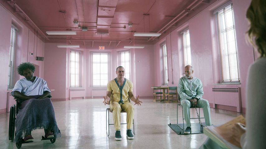 Samuel L. Jackson, James McAvoy und Bruce Willis im Film "Glass"