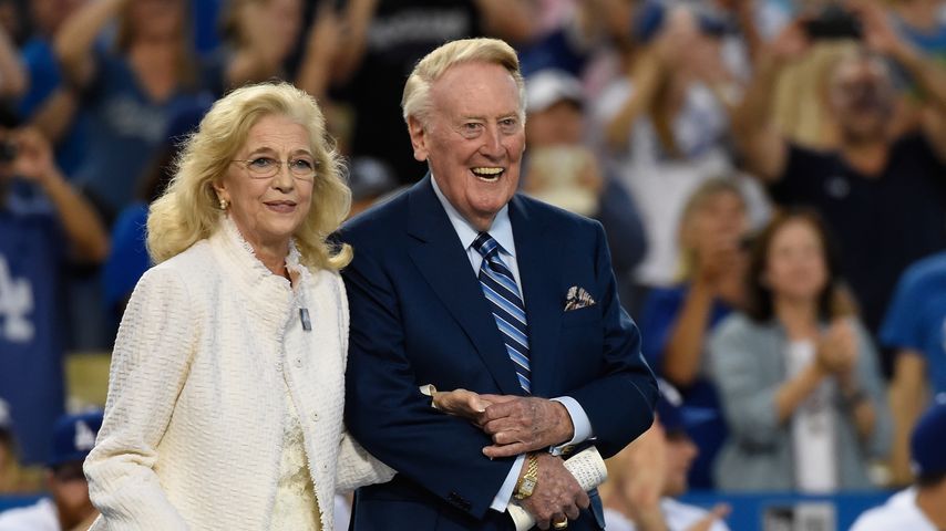 Sandra und Vin Scully, 2016 im Dodger Stadion in Los Angeles