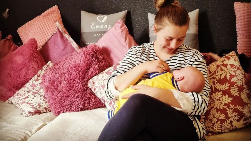 Sarafina Wollny mit ihrem Sohn Emory, September 2021