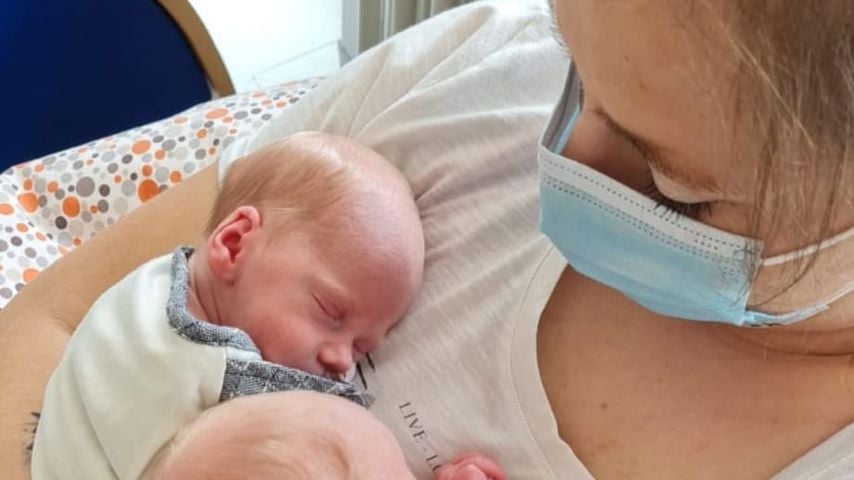 Sarafina Wollny mit ihren Söhnen Casey und Emory, November 2021
