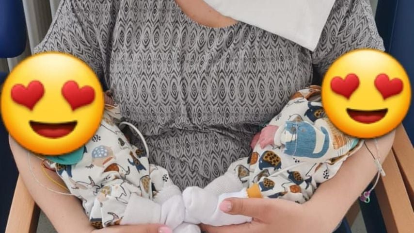 Sarafina Wollny mit ihren Zwillingen
