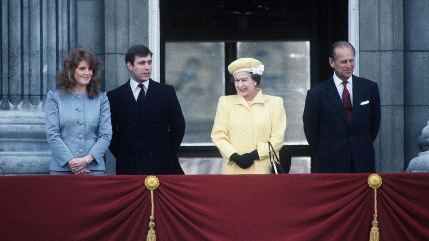Sarah Ferguson, Prinz Andrew, Queen Elizabeth II. und Prinz Philip 1986