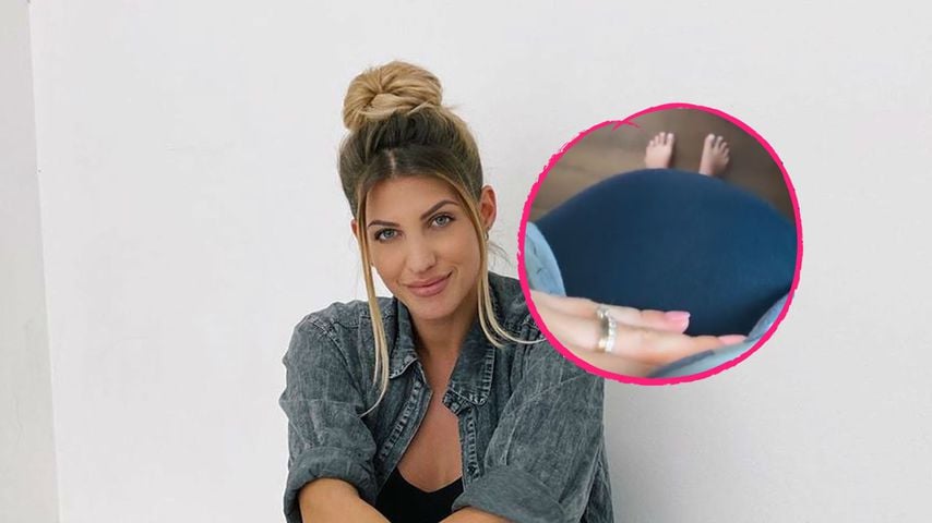 Wo sind die Füße? So groß ist Sarah Harrisons Babybauch