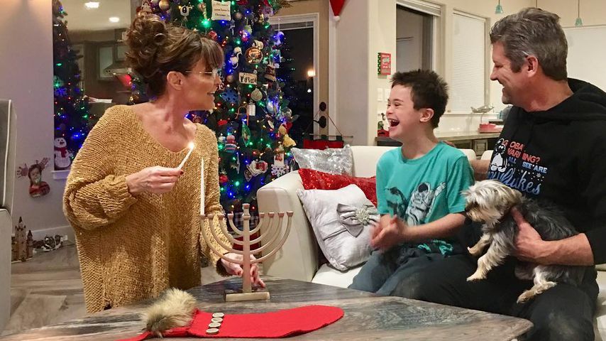Sarah, Trig und Todd Palin an Hanukkah, Dezember 2018