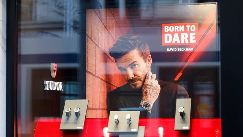 Tudor-Store an der Bahnhofstrasse in Zürich mit Werbung für David Beckham