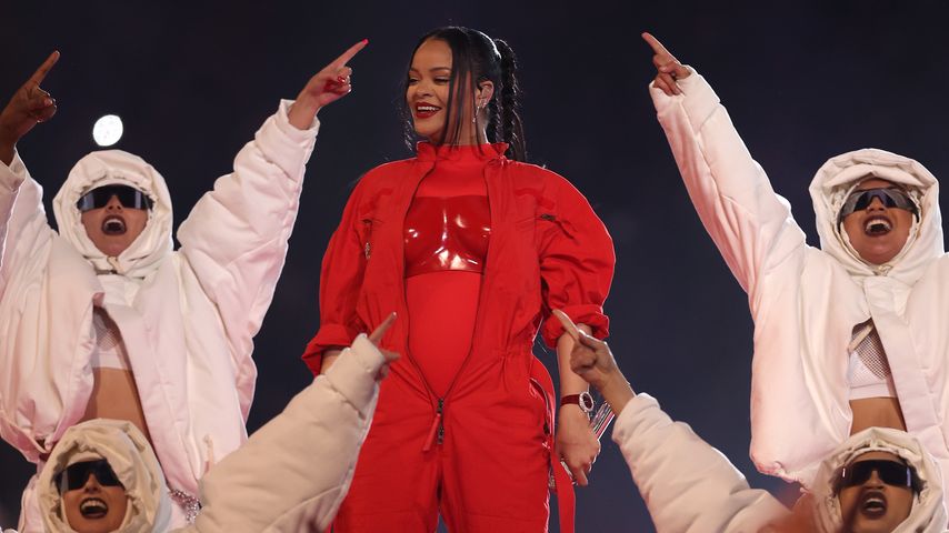 Rihanna bei ihrem Auftritt während der Super-Bowl-Halftime-Show, Februar 2023
