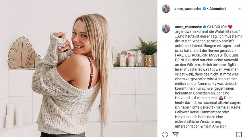 Screenshot Anne Wünsche Insta