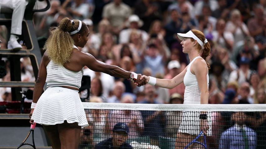 Serena Williams und Maya Joint nach ihrem Erstrundenmatch in Wimbledon, Juni 2026