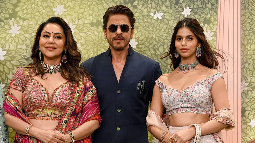 Shah Rukh Khan mit seiner Frau Gauri Khan und Tochter Suhana Khan, Juli 2024
