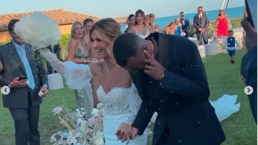 Sharon Canu und Ashley Cole bei ihrer Hochzeit im Juli 2023