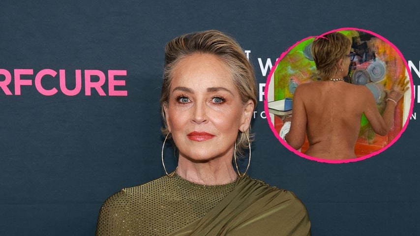 Oh, là, là! Sharon Stone malt halb nackt an einem Gemälde