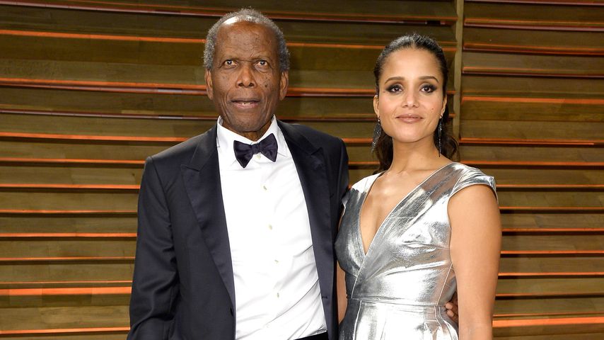 Sidney Poitier und seine Tochter Sydney Tamiia Poitier bei einer Osccar-Party, März 2014