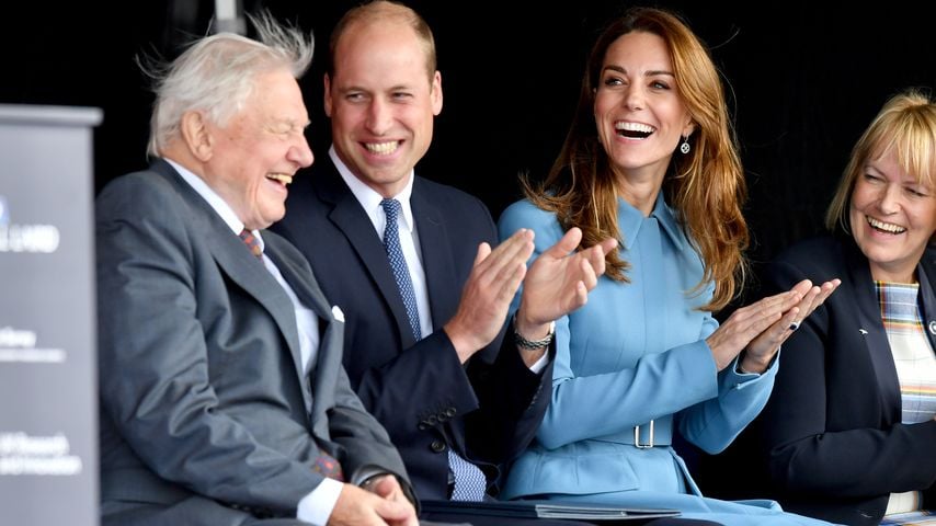 Sir David Attenborough, Prinz William und Prinzessin Kate bei der Taufe der RSS Sir David Attenborough im September 2019