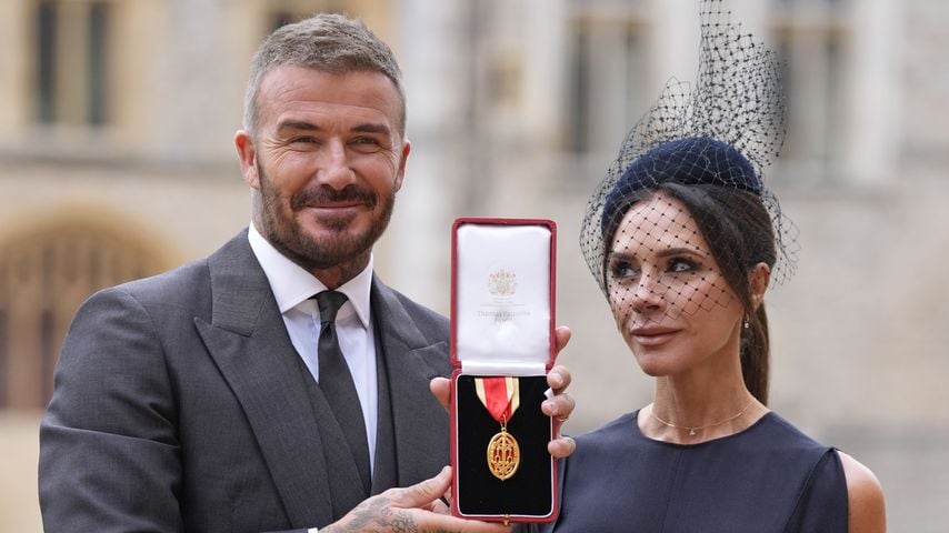 Sir David Beckham mit Lady Victoria nach der Verleihung zum Knight Bachelor auf Schloss Windsor, November 2025